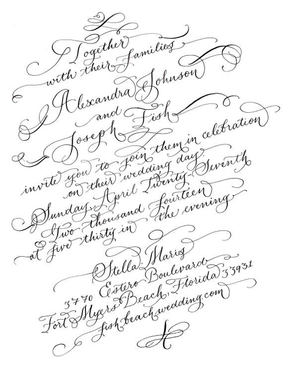 Items similar to Laura Lavender Calligraphy - Hand Lettered Invitation ...
