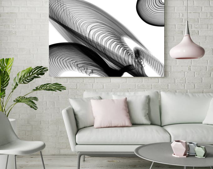 Abstract Black and White 22-04-45. Contemporary Unique Abstract Wall Decor, Large Contemporary Canvas Art Print up to 72" by Irena Orlov