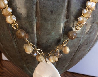 Glass and Mother of Pearl Pendant necklace