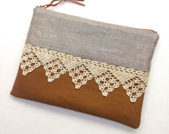 Metallic Hand Made Lace Small Clutch Bag