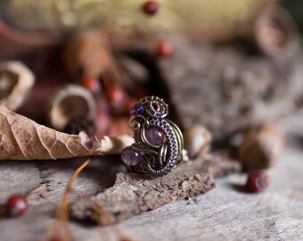 Bague taille 49 cuivre améthyste