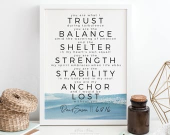 Anniversary Gift for Men, Personalized Paper Anniversary Gift for Him, First Anniversary Gift, Gray, Love Poem Art Print, UNFRAMED
