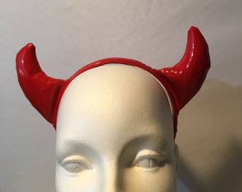 Devil, Horns, Headband, Red, Faux, Leather, Vinyl, Original, Vintage, Halloween, Costume, The Great Pretend Ears