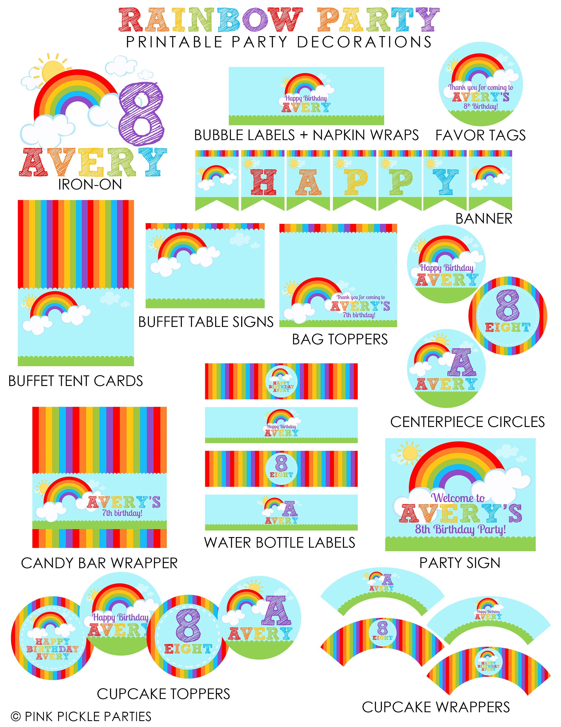 Rainbow Party Decorations Rainbow Party Printable Rainbow