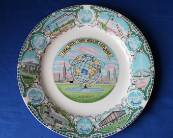 1964-1965 New York World's Fair Porcelain Souvenir Plate Unisphere 10.25" Diameter