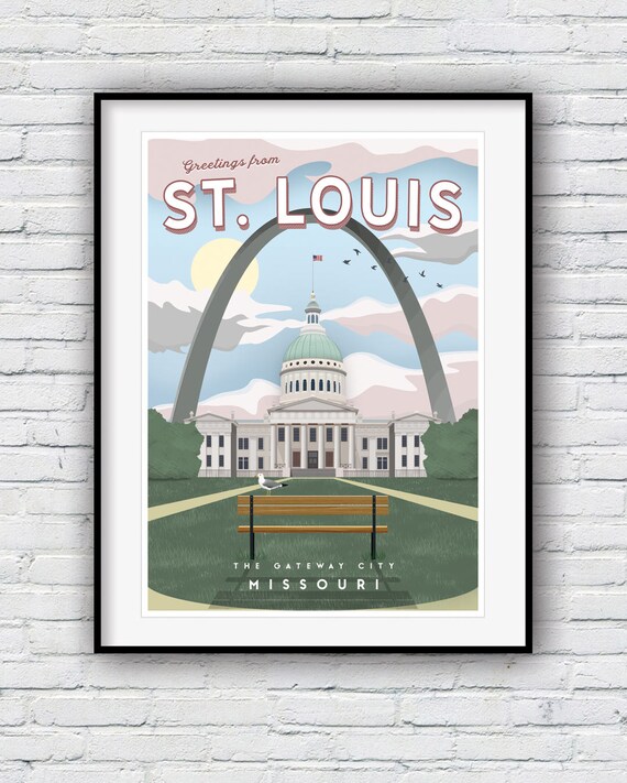 St Louis Poster Gateway Arch St Louis Skyline Travel