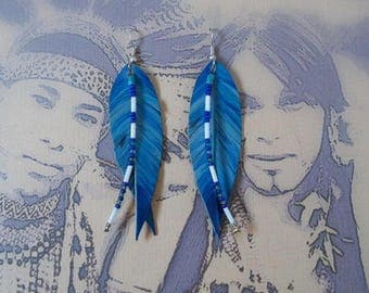 Leather feather earrings