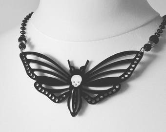 Death head hawak Moth gothic Necklace
