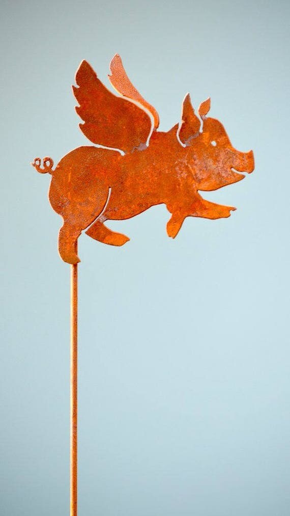 Flying Pig Garden Stake When Pigs Fly Garden Stake Metal