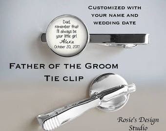 FATHER of the BRIDE Tie Clip - Wedding Tie Clip - Photo Tie Clip - Cuff Links - Father of the bride gift - Always be your little girl