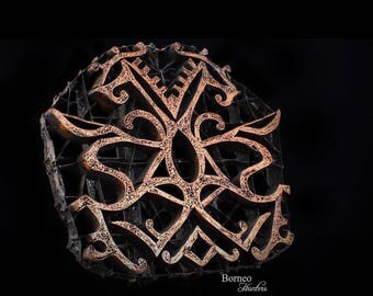 Batik Stamp Indonesian Batik Copper Tjap Chop Textile Fabric Sarong Hand Printing Block Decorative Art Collectible Stempel Lovely 8.25x7.25"