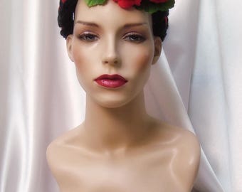 Frida Kahlo Crown, Boho Floral Headpiece, Day of the Dead Folklore Headpiece