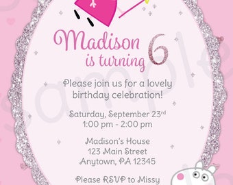 Peppa Pig Birthday Invitation, 5x7, 4x6, DIGITAL file, horizontal or vertical option