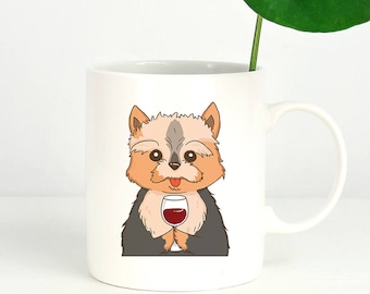 Yorkshire Terrier Drink Wine Coffee Mug, Yorkie Dog Coffee Mugs, Funny Coffee Mug, Dog lover gift Cup Mug