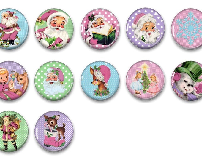 Adorable Christmas Magnets - Santa Magnets - Stocking Stuffers - Refrigerator Magnets - Holiday Magnets - Unique Gift