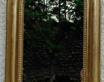 Antique mirror, gilt mirror, old French Louis Philippe mirror with gold leaf, wall mirror