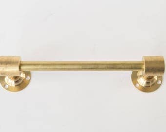 Brass Drawer Pulls, Cabinet Door Handle: Brass Hardware Rounded Elbow front mount