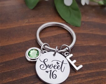 16th Birthday Gift | Sweet 16 Keychain | Sweet 16 Gift | Personalized Keychain for Sweet 16 | Sweet Sixteen Key Chain | Sweet 16 Key Chain