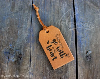monogram luggage tag wedding favors leather luggage tags What makes this leather luggage tag special - is the entire hand work and customization. Hand cut and hand-printed this leather tag will make a personal gift fo