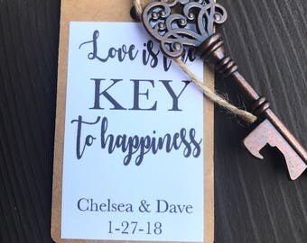 Key bottle opener wedding favors - guest favors - guest gifts - personalized favors - custom