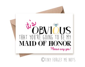 Funny Will You Be My Maid of Honor Card, Funny Maid of Honor Card, Wedding Stationary, Maid of Honor Proposal Card, Funny Maid of Honor
