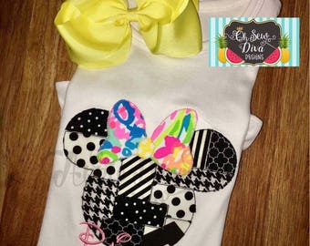 Minnie Mouse Head with Bow Patchwork Appliqué Embroidery Design, Girl, Birthday, Bow, Birthday Party, Girly, Monogram, 4x4, 5x7, 6x10, 9x9