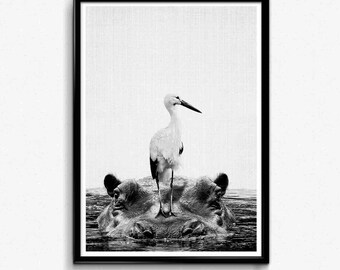 Modern Minimalist Large Art, Safari Nursery Decor, Large Safari Animal, African Print, Zoo Animal, Printable Art, Living Room Decor