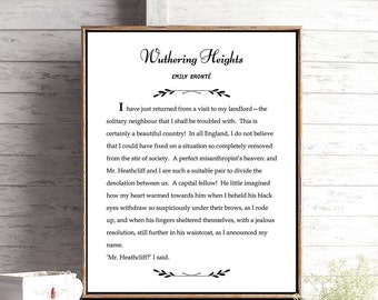 Wuthering Heights Print, Emily Bronte Quote, Bookish Wall Art, Bibliophile Home Decor, Art Print for Book Lover, Literary Poster, Art Print
