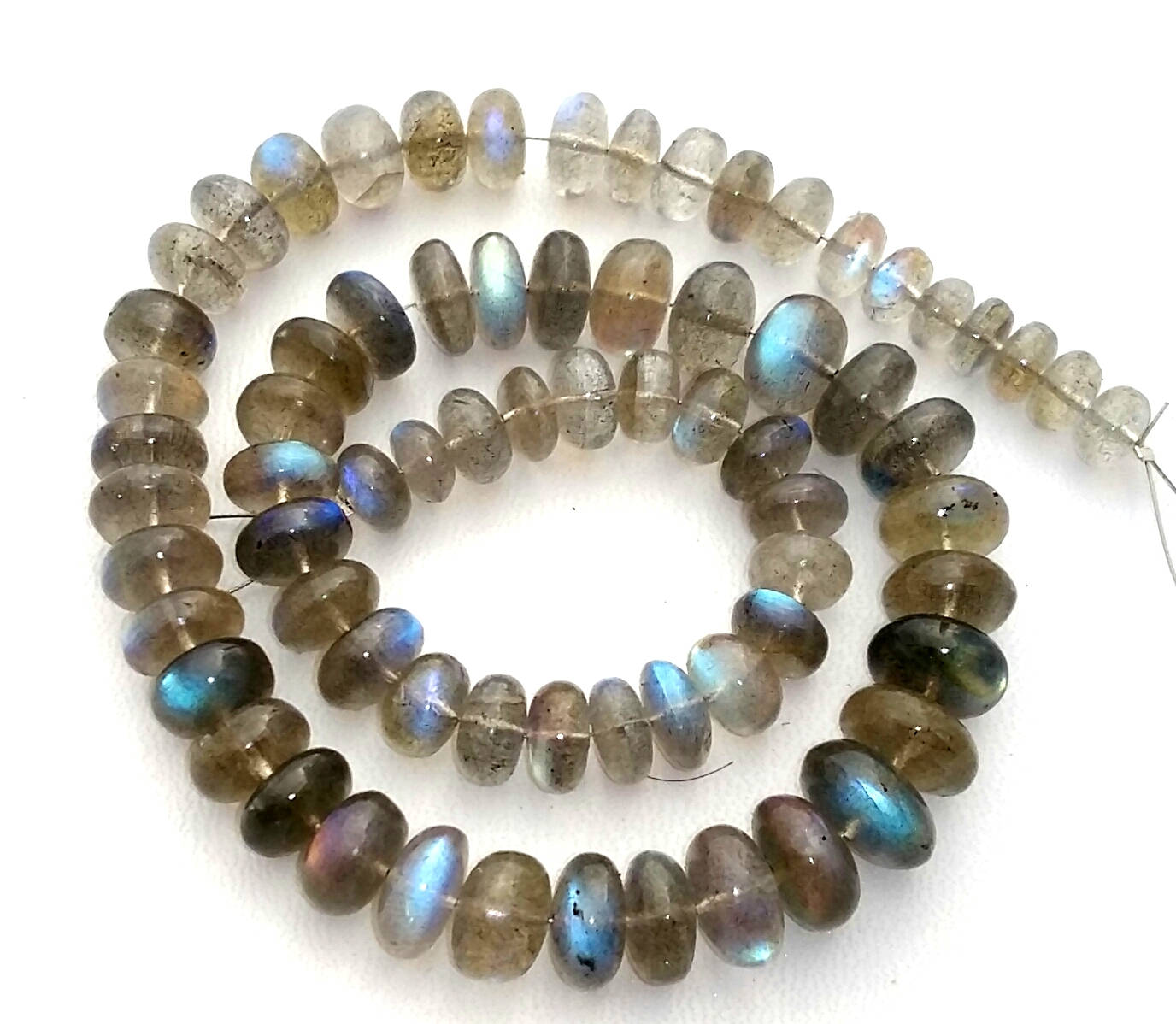 Natural LABRADORITE smooth rondelles beadsAAA qualitysize