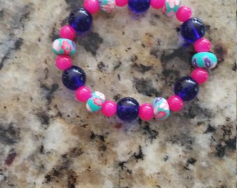 Child's Pottery and Crystal stretch bracelet