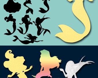Little Mermaid Digital Cut Files Svg Dfx Eps Png Silhouette SCAL Cricut Vector Printable Download for DIY Paper, Vinyl Die Cutting JB-166