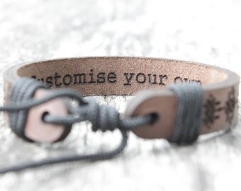 Personalized leather bracelet, leather bracelet, personalized gift, leather gift, personalized gift, engraved bracelet, both side engraved
