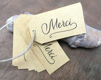 Étiquettes "Merci" pour cadeaux d'invités, 10 pièces
