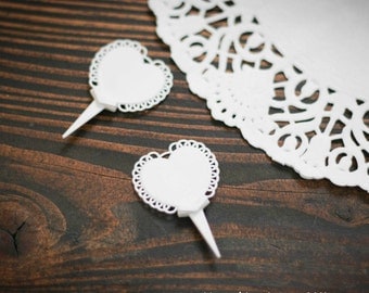 (Cake toppers) scalloped hearts cake picks