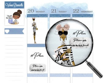 Fashion Doll Planner Sticker Sheet, Planner Stickers, Planner Doll, Fashion Illustration Doll, Planner Girl, Fashion Planner, Mocha Doll