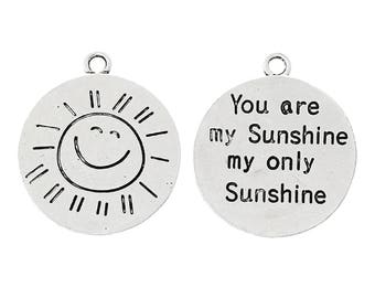 You Are My Sunshine My Only Sunshine Charm - Sun Charm - Sun Pendant - Message Charm - Message Pendant (SP45628)