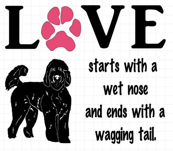 Goldendoodle wall decal | Love begins with a wet nose and ends with a wagging tail | Free Shipping