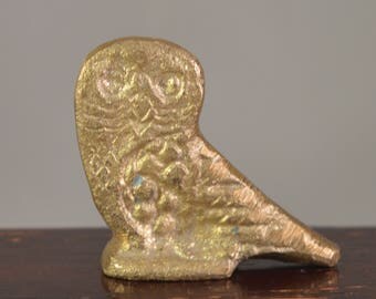 Vintage brass miniature owl, good luck owl, owl figurine, statue