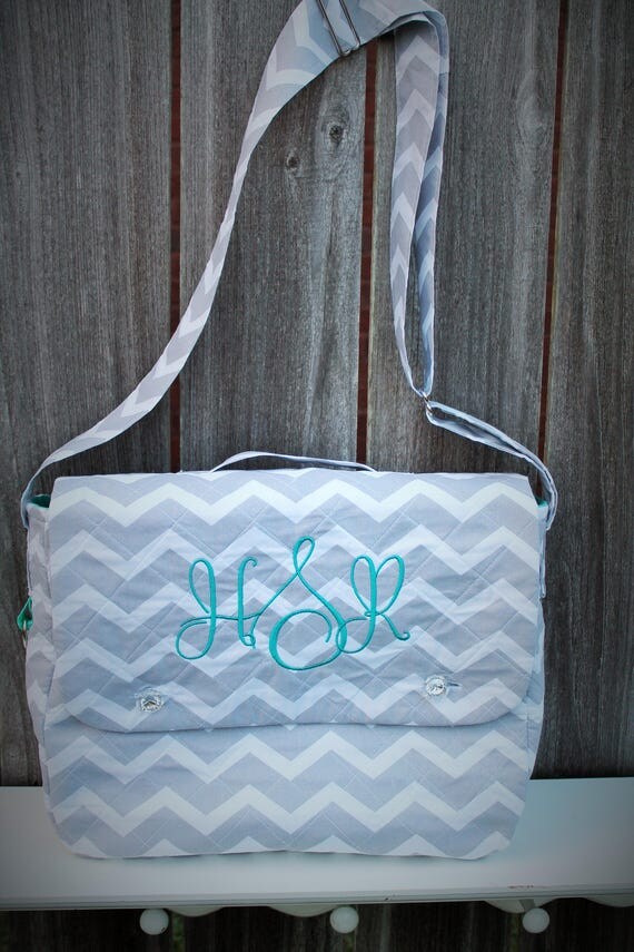 Custom Made Quilted and Embroidered Fabric Messenger Bag