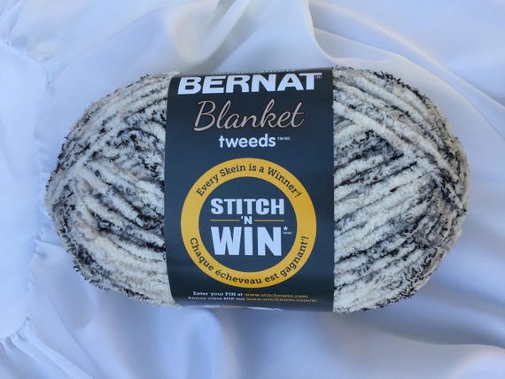 l crochet hook 10.5 IVORY ~ 220yds TWEED Blanket Yarn 36001 Bernat oz ~