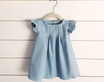 Mint blue baby dress, blue dress, mint girls dress, mint toddler dress, blue baby dress, blue girls dress, baby Easter dress, flutter sleeve