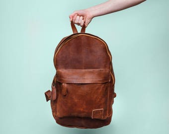 Leather Backpack Rucksack in Vintage Brown by MAHI Leather