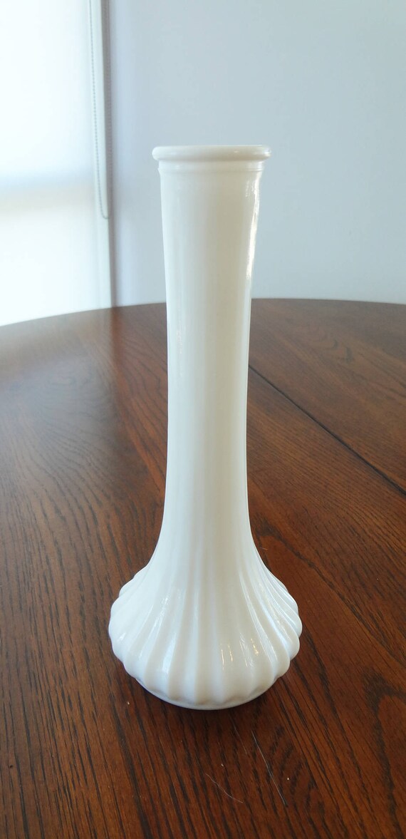 Tall vintage milk glass vase