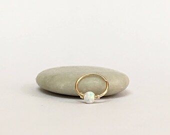 Opal nose ring gold, nose ring hoop, gold nose ring, tiny hoop nose ring, septum ring opal, tiny nose hoop, gold nose hoop, opal septum ring