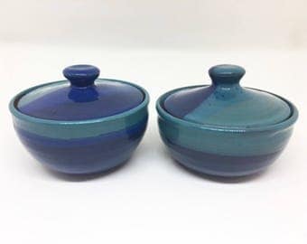 Ceramic Sugar Bowl / Blue / Handmade Pottery