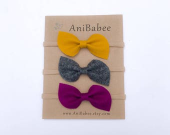 Baby Headband Set, Baby Bow Headband, Baby Headbands, Newborn Headband, Felt Bow Headband, Baby Girl Headband, Hair Bows, Baby Accessories