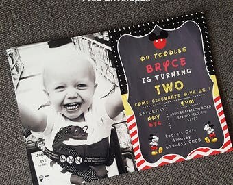 FREE SHIPPING - Oh Twodle invitation, Oh-Twodle Invitation, Oh Twodles Birthday Invitation, Oh-Twodles Birthday Invitation, Oh Twodles