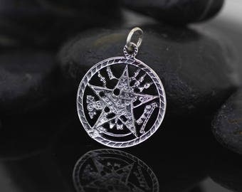 Pentagram Necklace, Sterling Silver Pentagram Necklace, XL Pentacle Necklace, Extra Large Pentagram Pendant, Wicca, Silver Tetragrammaton