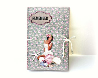 Scrapbooking mini album, Tilda album, Photo mini book, Premade pages album,Summer memories, Seashell album, Ready to ship