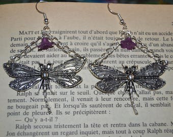 American dragonflies and flowers earrings
